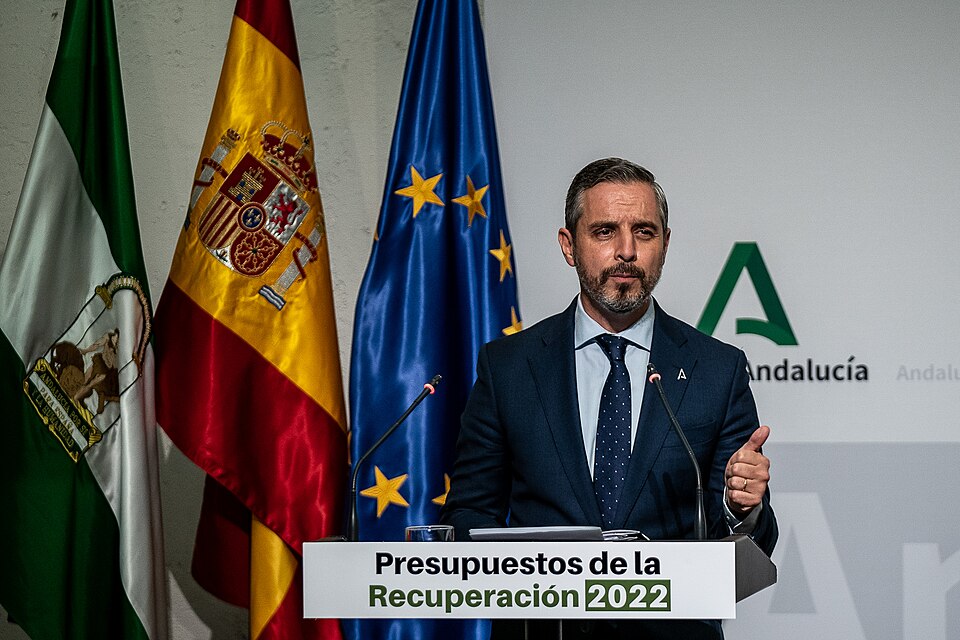 Juan Bravo en una rueda de prensa en Andalucía, 2021